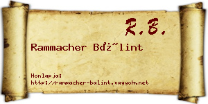 Rammacher Bálint névjegykártya